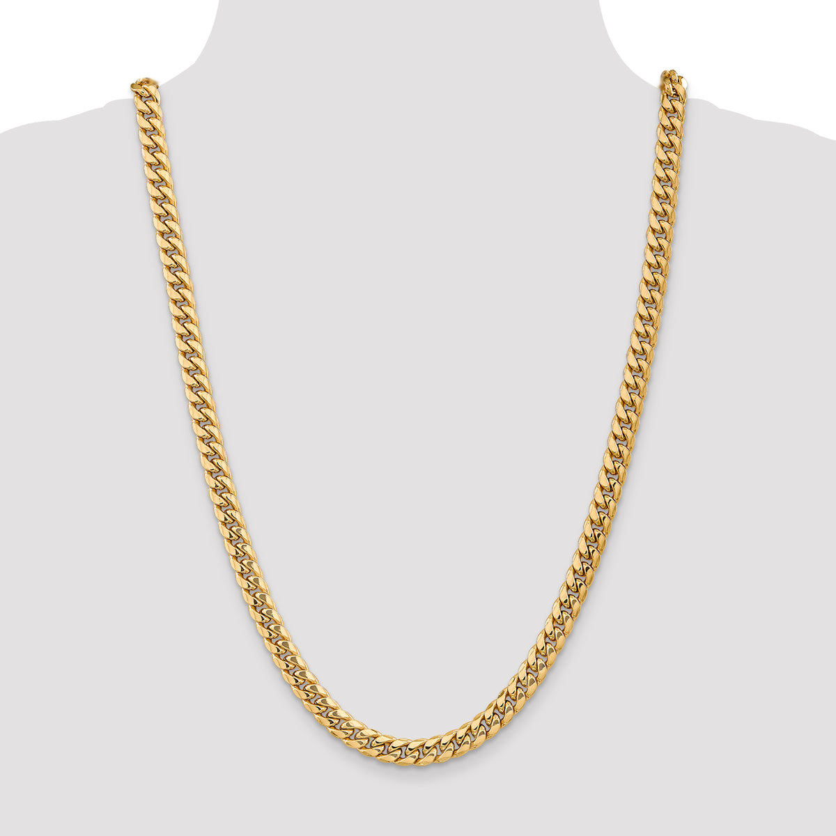 Gold (10K & 14K) Semi-Solid Miami Cuban Chain - 14k Yellow Gold / 26 in / 7.3 mm