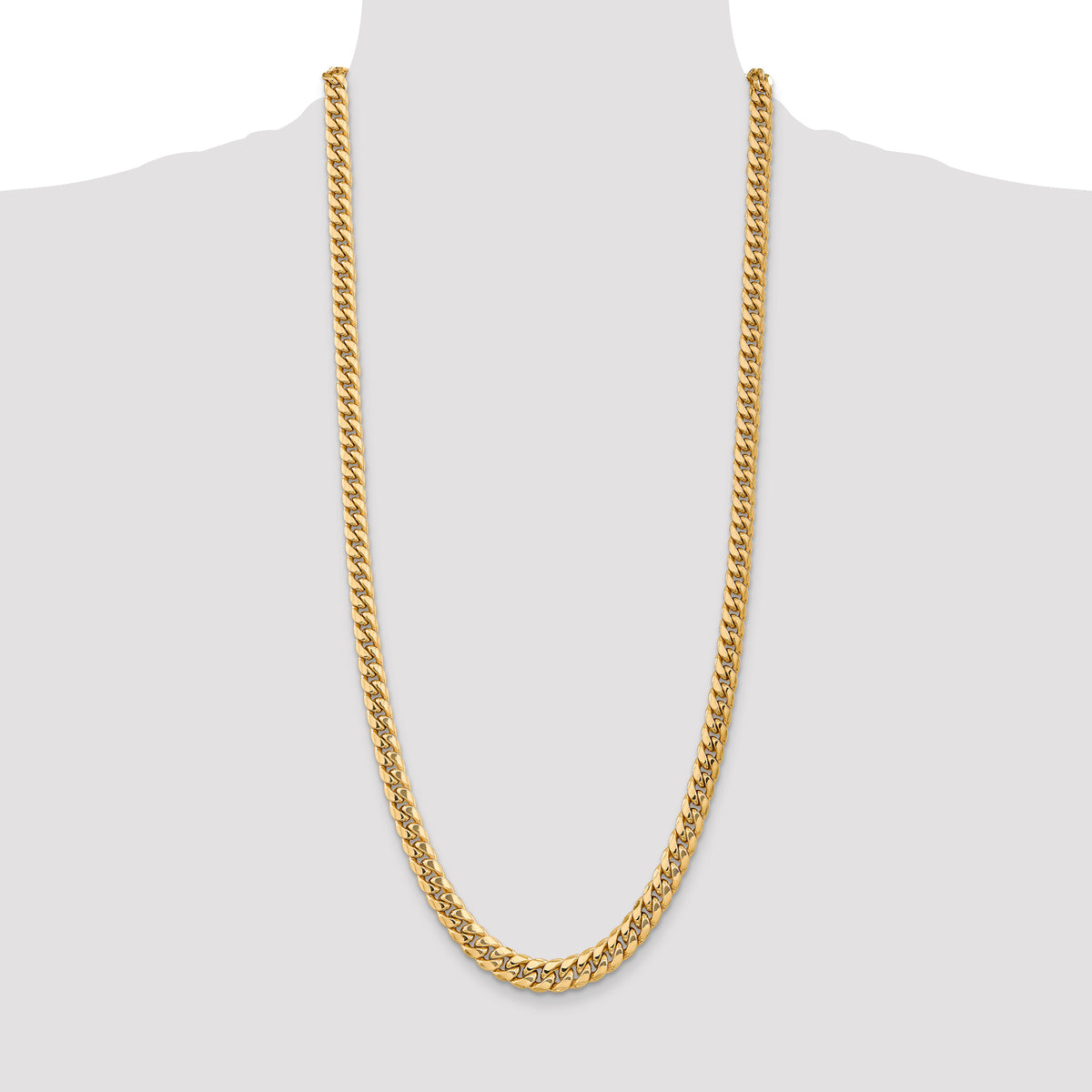 Gold (10K & 14K) Semi-Solid Miami Cuban Chain - 14k Yellow Gold / 30 in / 7.3 mm