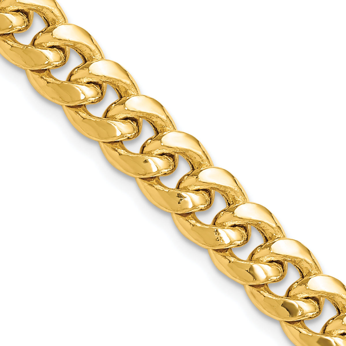 Gold (10K & 14K) Semi-Solid Miami Cuban Chain Bracelet - 14k Yellow Gold / 9 in / 7.3 mm