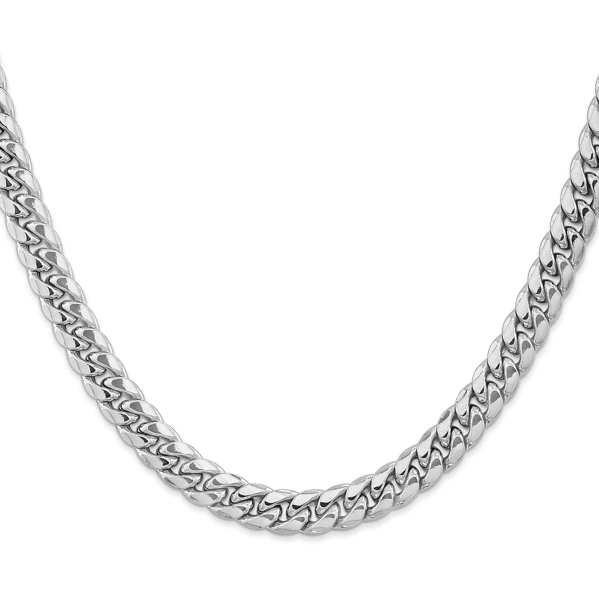 Gold (10K & 14K) Semi-Solid Miami Cuban Chain - 14k White Gold / 18 in / 7.3 mm
