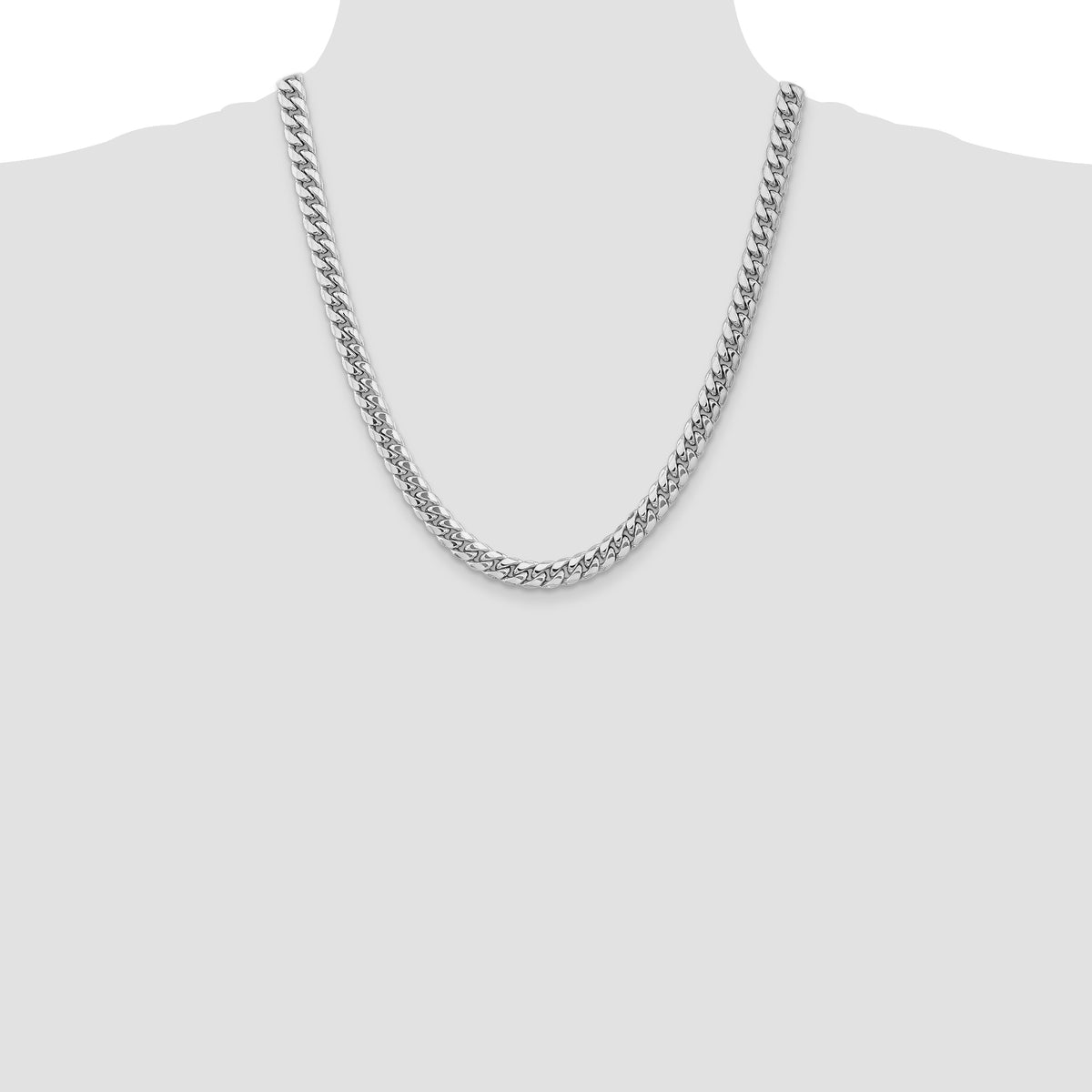 Gold (10K & 14K) Semi-Solid Miami Cuban Chain - 14k White Gold / 22 in / 7.3 mm