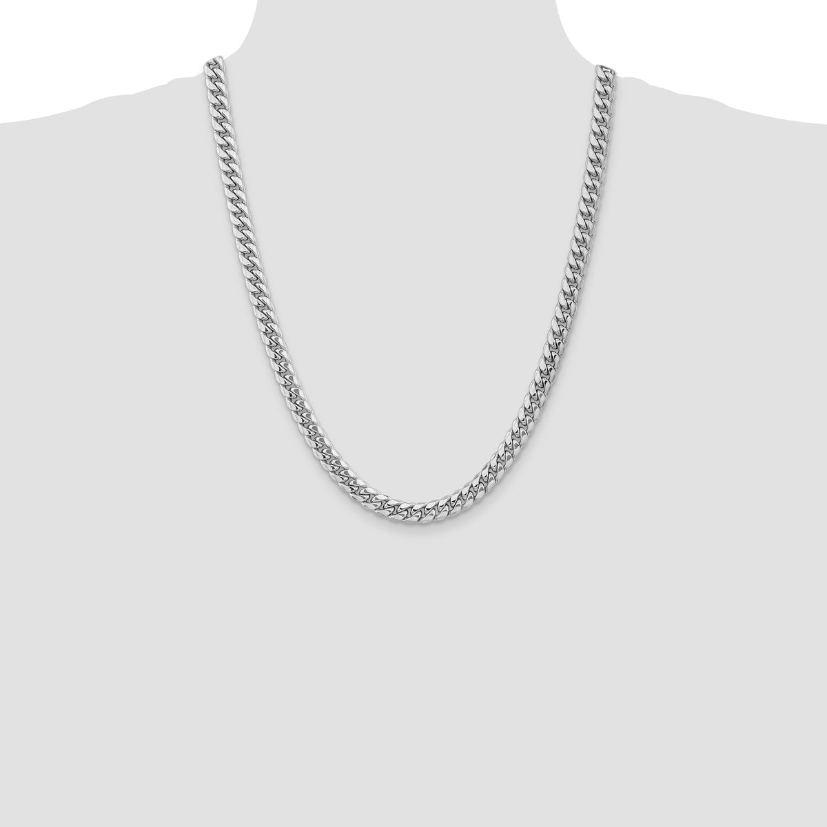 Gold (10K & 14K) Semi-Solid Miami Cuban Chain - 14k White Gold / 24 in / 7.3 mm