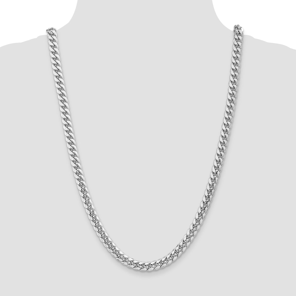 Gold (10K & 14K) Semi-Solid Miami Cuban Chain - 14k White Gold / 26 in / 7.3 mm