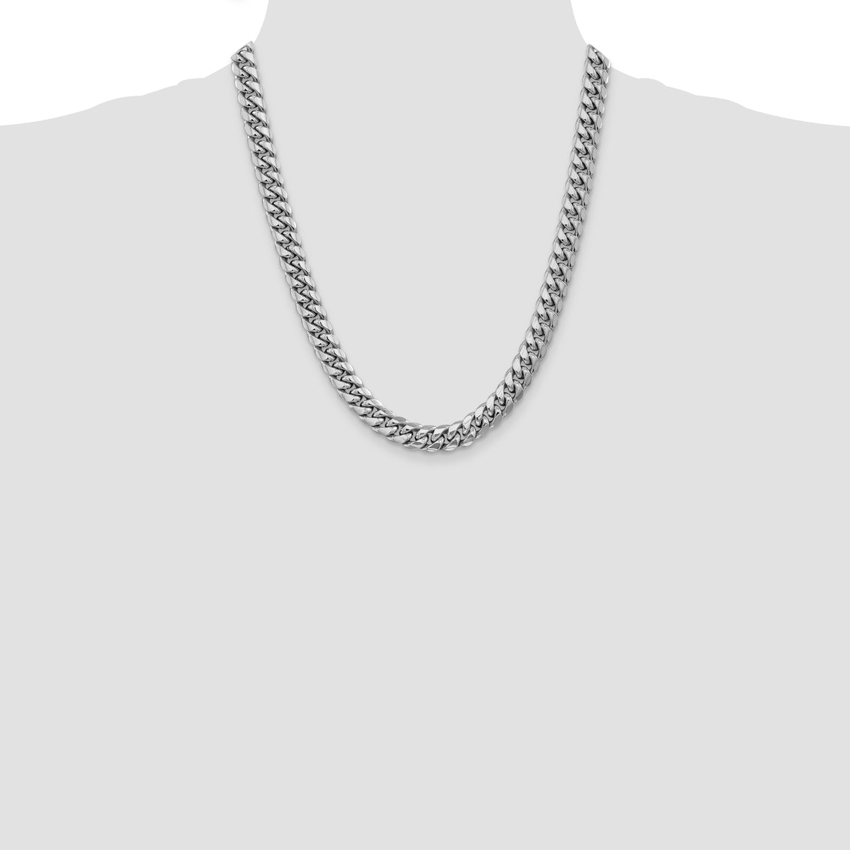 Gold (10K & 14K) Semi-Solid Miami Cuban Chain - 14k White Gold / 22 in / 9.3 mm