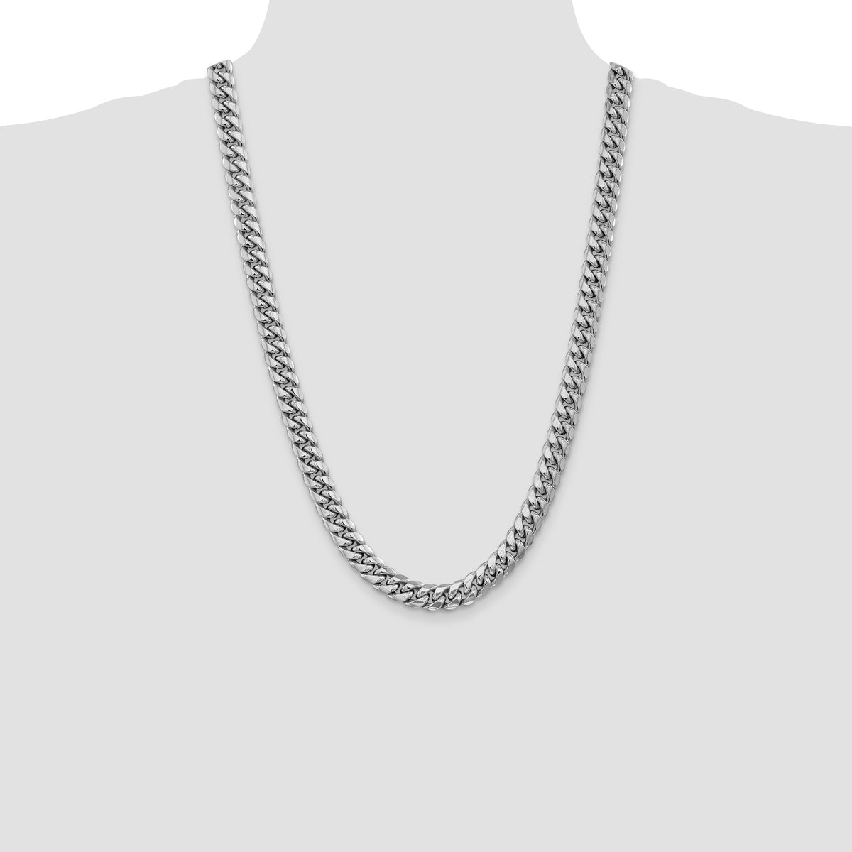 Gold (10K & 14K) Semi-Solid Miami Cuban Chain - 14k White Gold / 26 in / 9.3 mm
