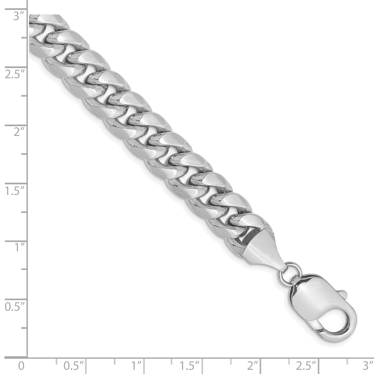 Gold (10K & 14K) Semi-Solid Miami Cuban Chain Bracelet - 14k White Gold / 8 in / 9.3 mm