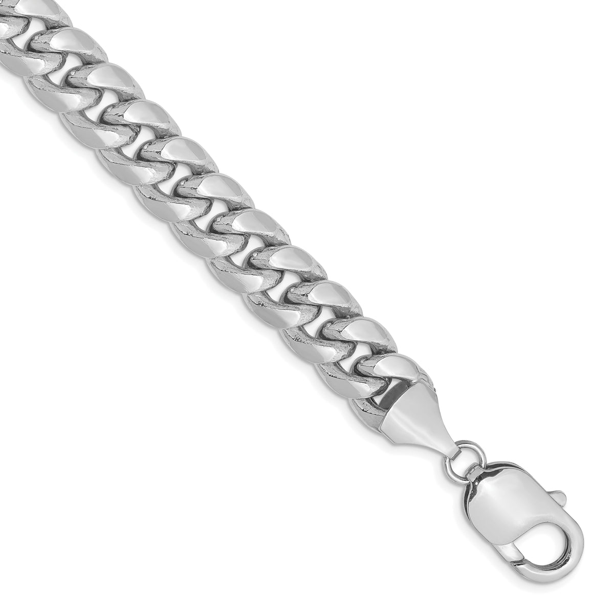 Gold (10K & 14K) Semi-Solid Miami Cuban Chain Bracelet - 14k White Gold / 8 in / 9.3 mm