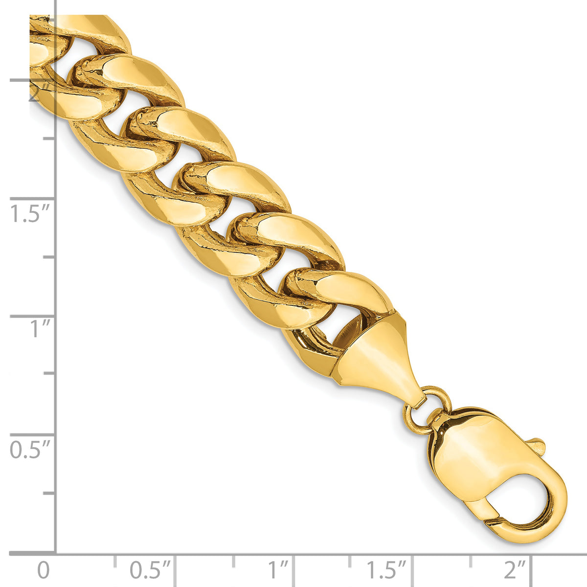 Gold (10K & 14K) Semi-Solid Miami Cuban Chain Bracelet - 14k Yellow Gold / 8 in / 11 mm