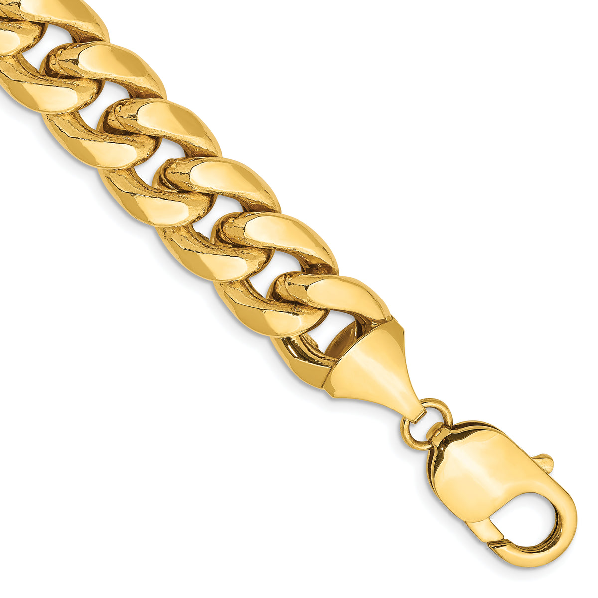 Gold (10K & 14K) Semi-Solid Miami Cuban Chain Bracelet - 14k Yellow Gold / 8 in / 11 mm