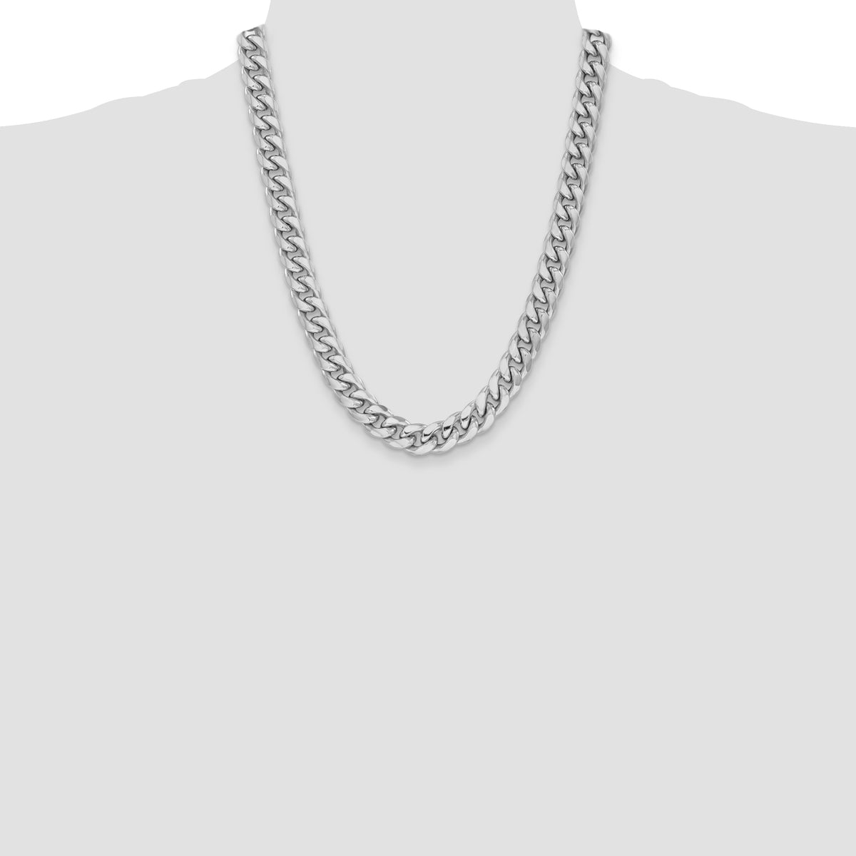 Gold (10K & 14K) Semi-Solid Miami Cuban Chain - 14k White Gold / 22 in / 11 mm