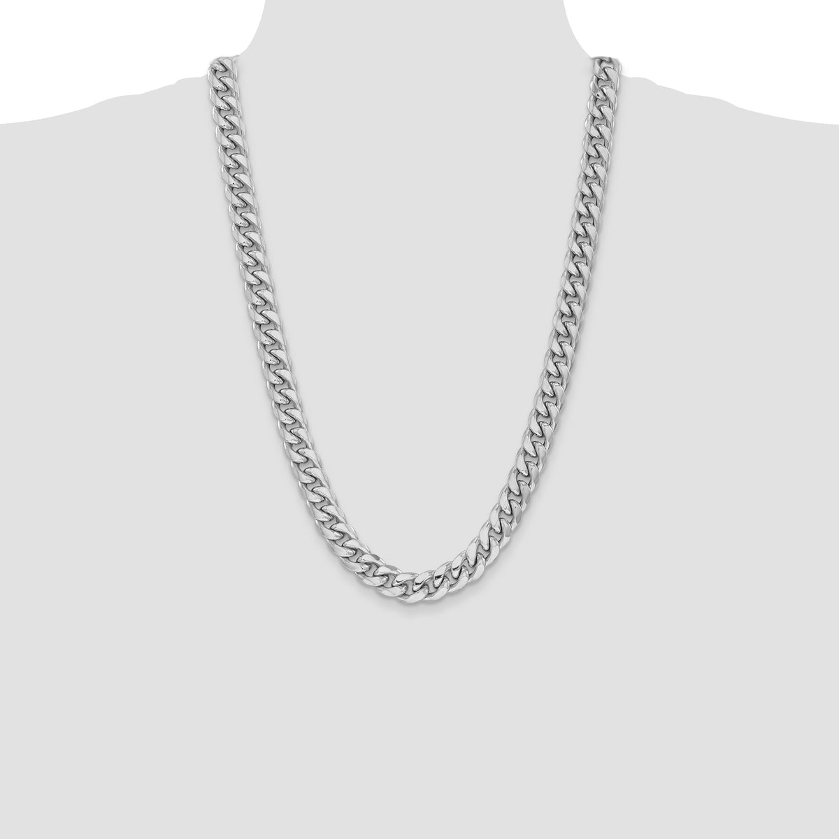 Gold (10K & 14K) Semi-Solid Miami Cuban Chain - 14k White Gold / 26 in / 11 mm