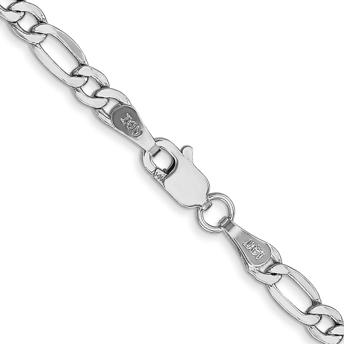 Gold (10K & 14K) Semi-Solid Figaro Chain - 14k White Gold / 16 in / 3.5 mm