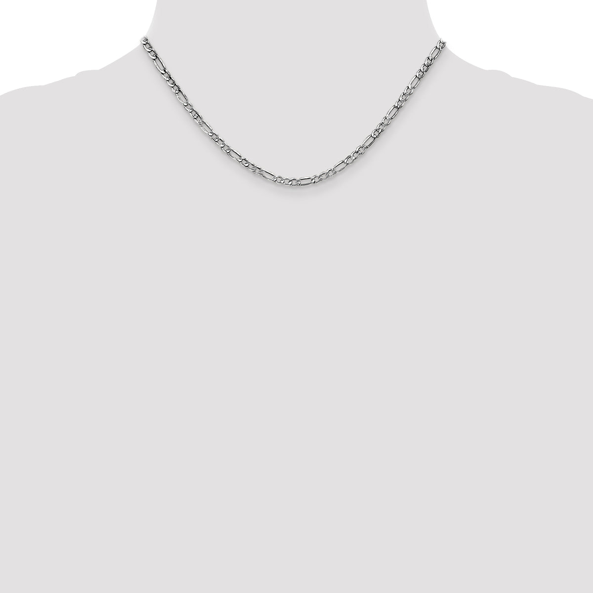 Gold (10K & 14K) Semi-Solid Figaro Chain - 14k White Gold / 16 in / 3.5 mm
