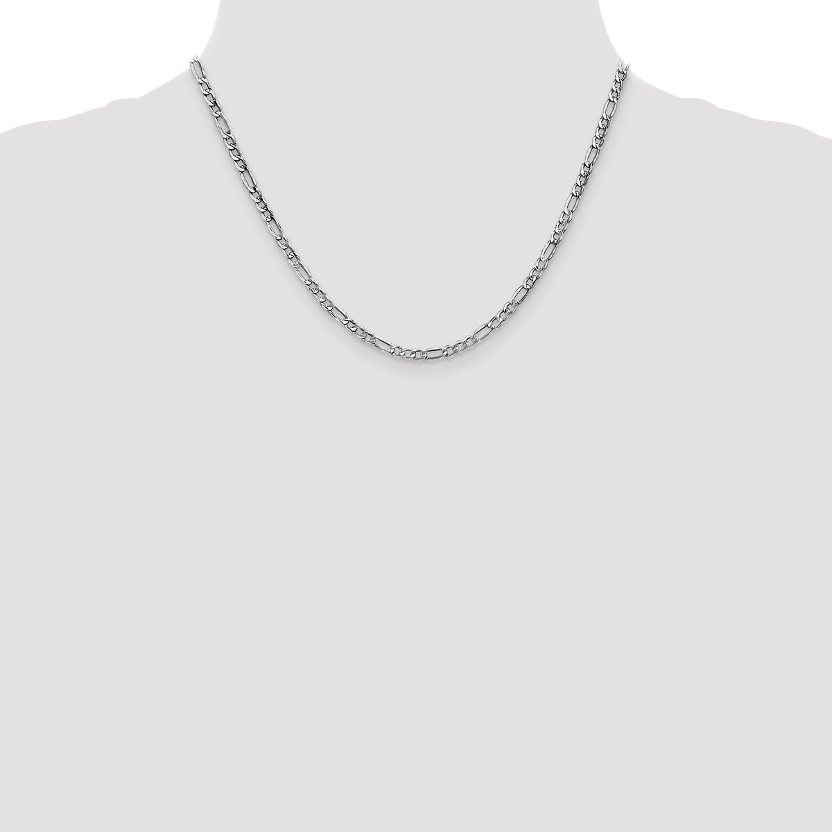 Gold (10K & 14K) Semi-Solid Figaro Chain - 14k White Gold / 18 in / 3.5 mm