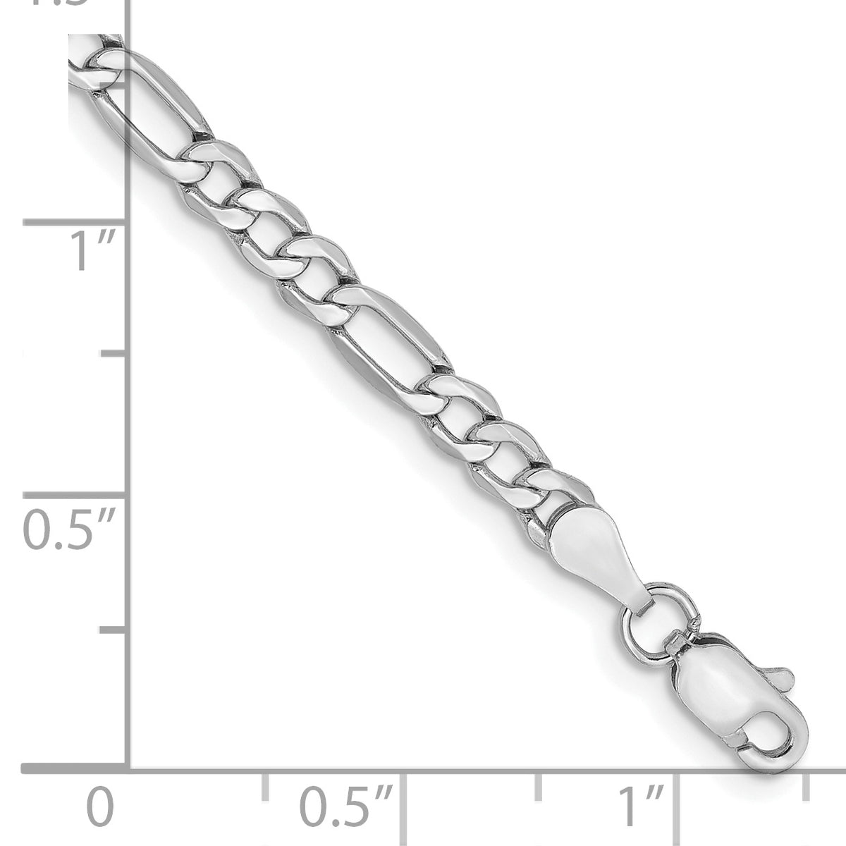 Gold (10K & 14K) Semi-Solid Figaro Chain Anklet - 14k White Gold / 9 in / 3.5 mm