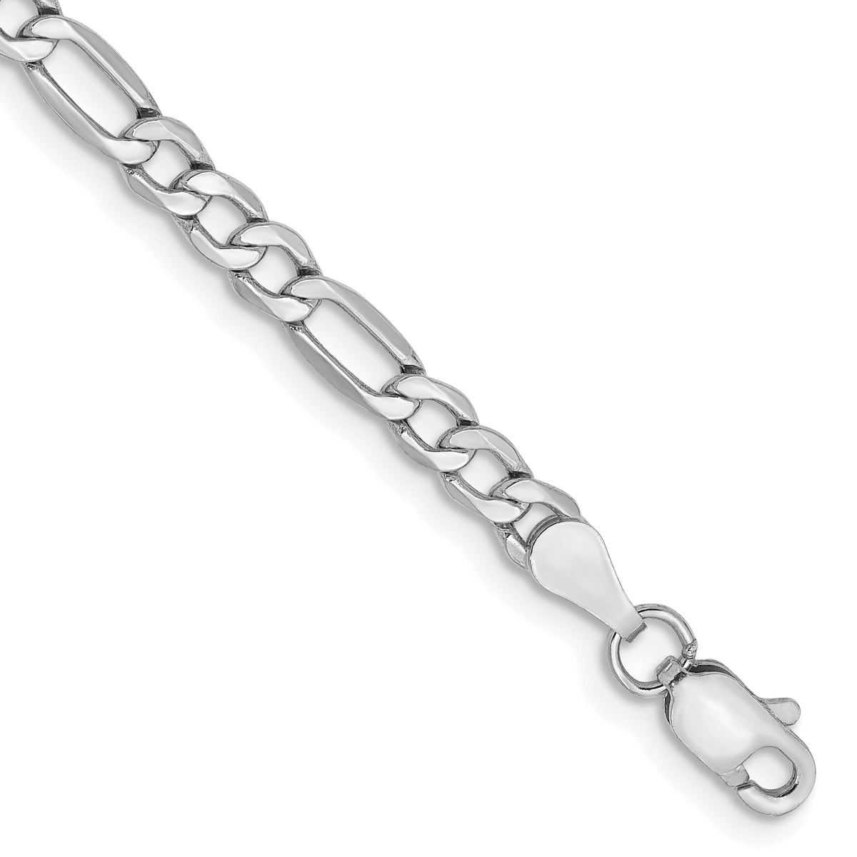 Gold (10K & 14K) Semi-Solid Figaro Chain Anklet - 14k White Gold / 10 in / 3.5 mm
