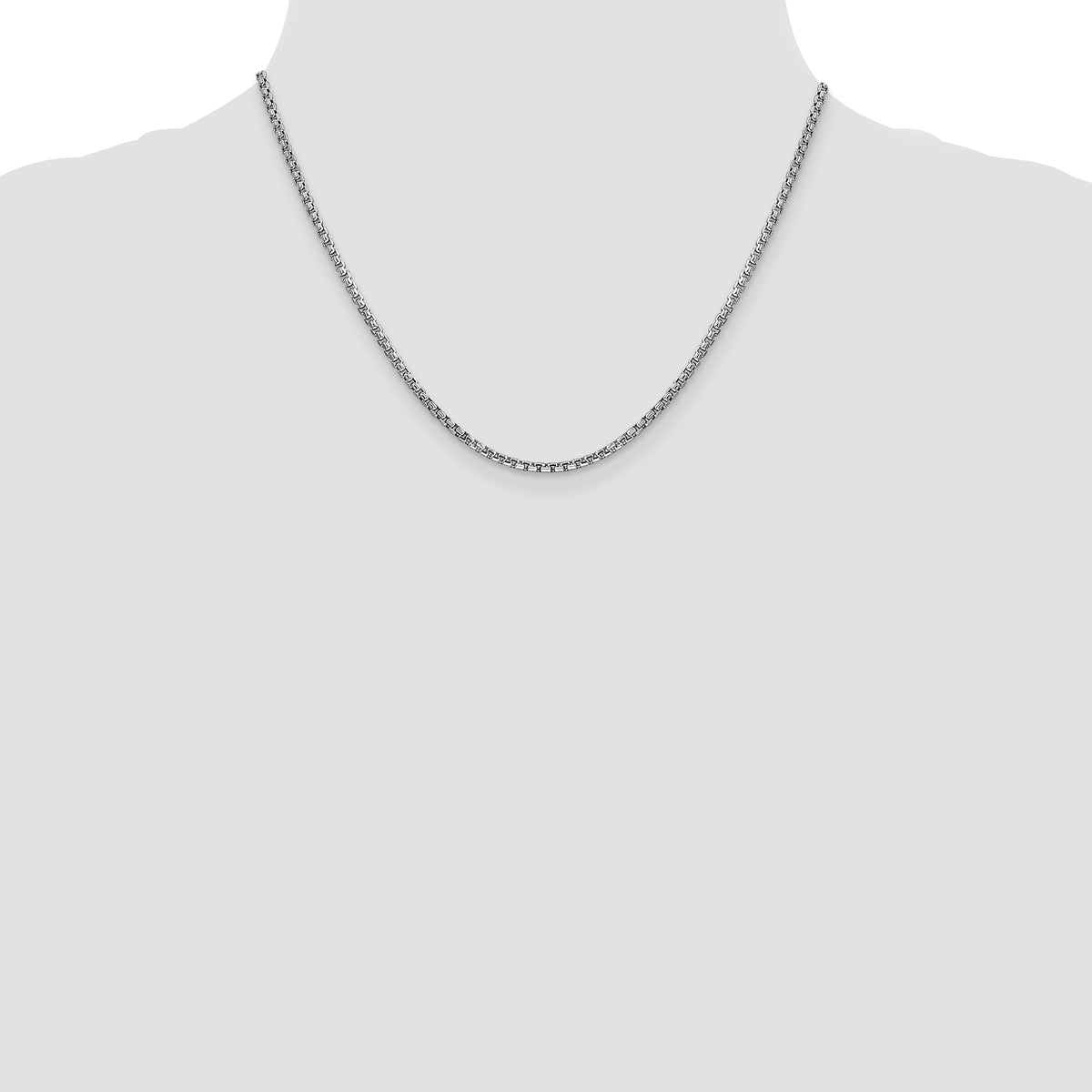 Gold (14K) Semi-Solid Round Box Chain - 14k White Gold / 18 in / 2.45 mm