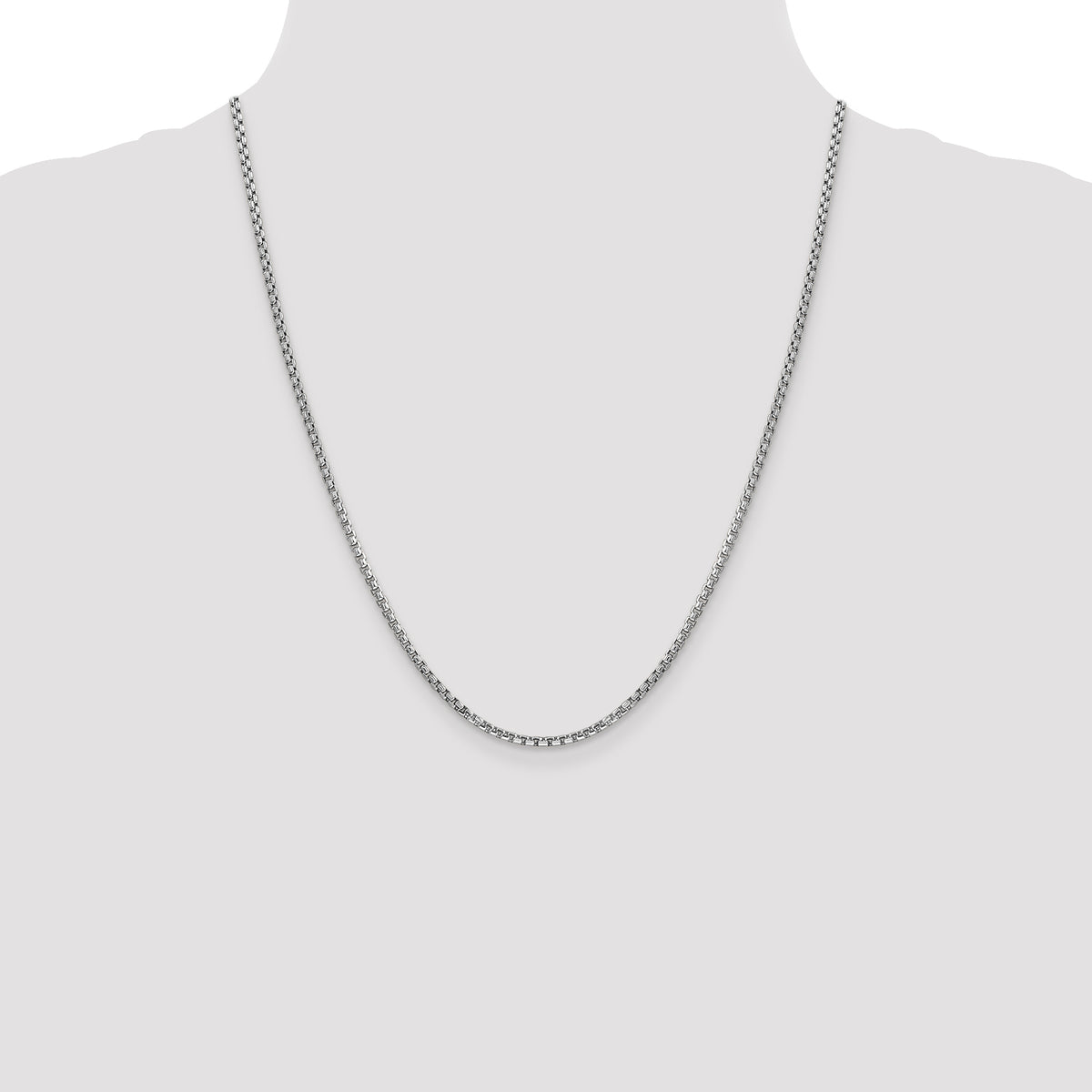 Gold (14K) Semi-Solid Round Box Chain - 14k White Gold / 22 in / 2.45 mm
