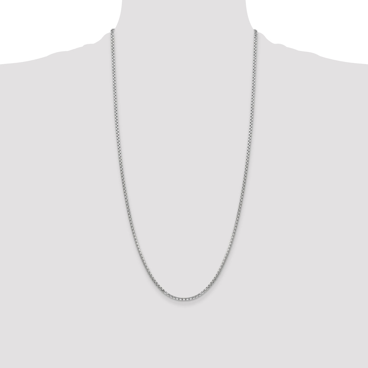 Gold (14K) Semi-Solid Round Box Chain - 14k White Gold / 28 in / 2.45 mm