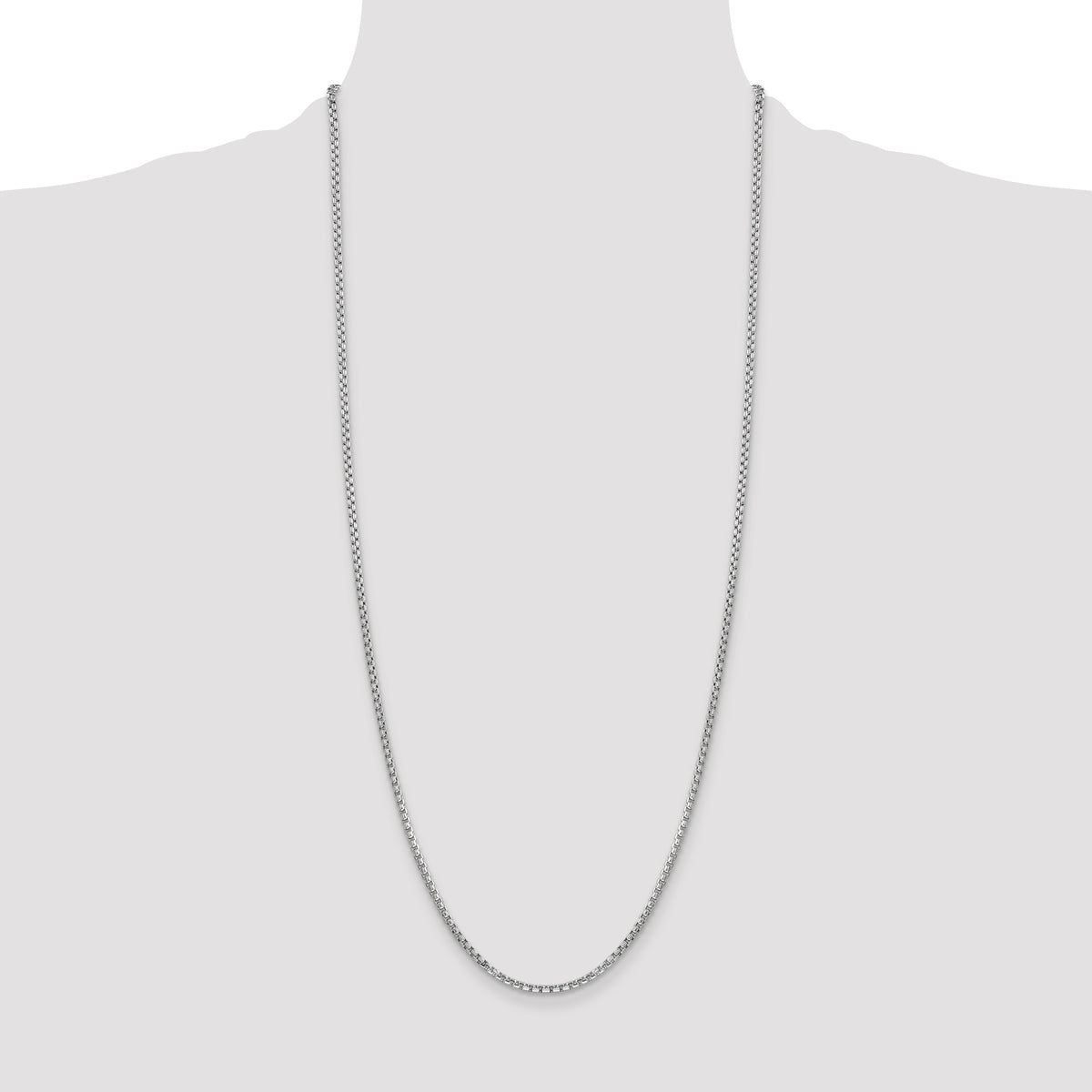 Gold (14K) Semi-Solid Round Box Chain - 14k White Gold / 30 in / 2.45 mm