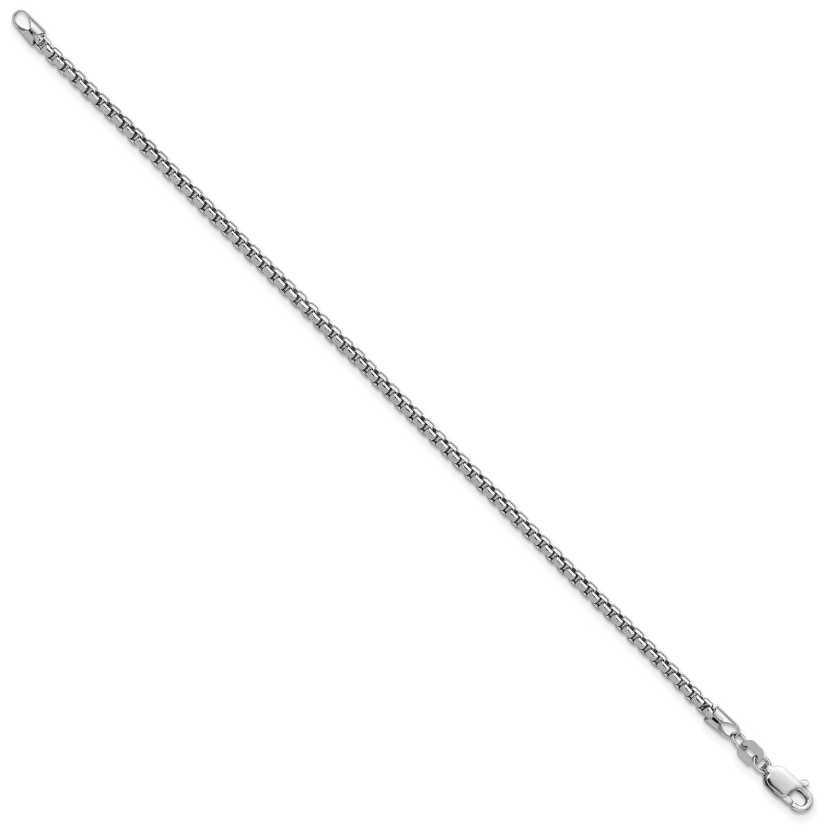 Gold (14K) Semi-Solid Round Box Chain Bracelet - 14k White Gold / 7 in / 2.45 mm