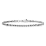 Gold (14K) Semi-Solid Round Box Chain Bracelet - 14k White Gold / 7 in / 2.45 mm