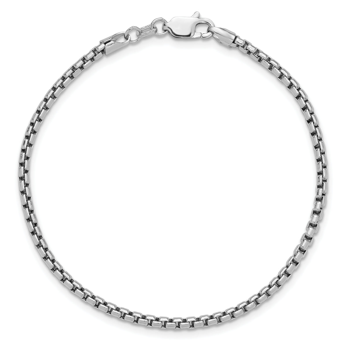 Gold (14K) Semi-Solid Round Box Chain Bracelet - 14k White Gold / 7 in / 2.45 mm