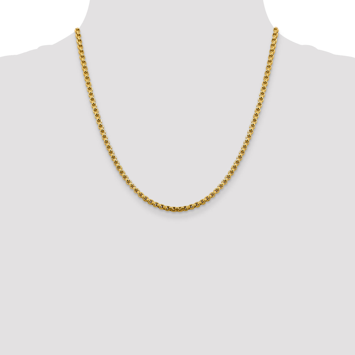 Gold (14K) Semi-Solid Round Box Chain - 14k Yellow Gold / 20 in / 3.6 mm