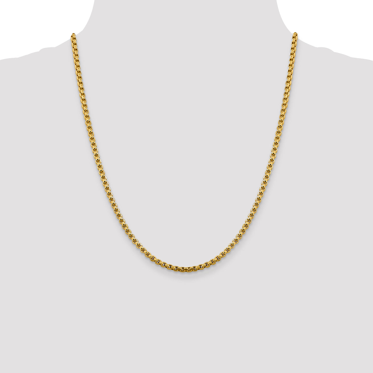 Gold (14K) Semi-Solid Round Box Chain - 14k Yellow Gold / 22 in / 3.6 mm