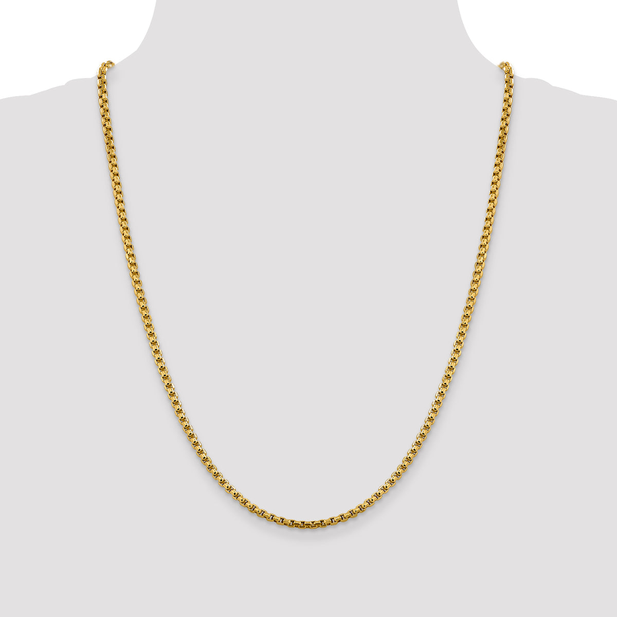 Gold (14K) Semi-Solid Round Box Chain - 14k Yellow Gold / 24 in / 3.6 mm