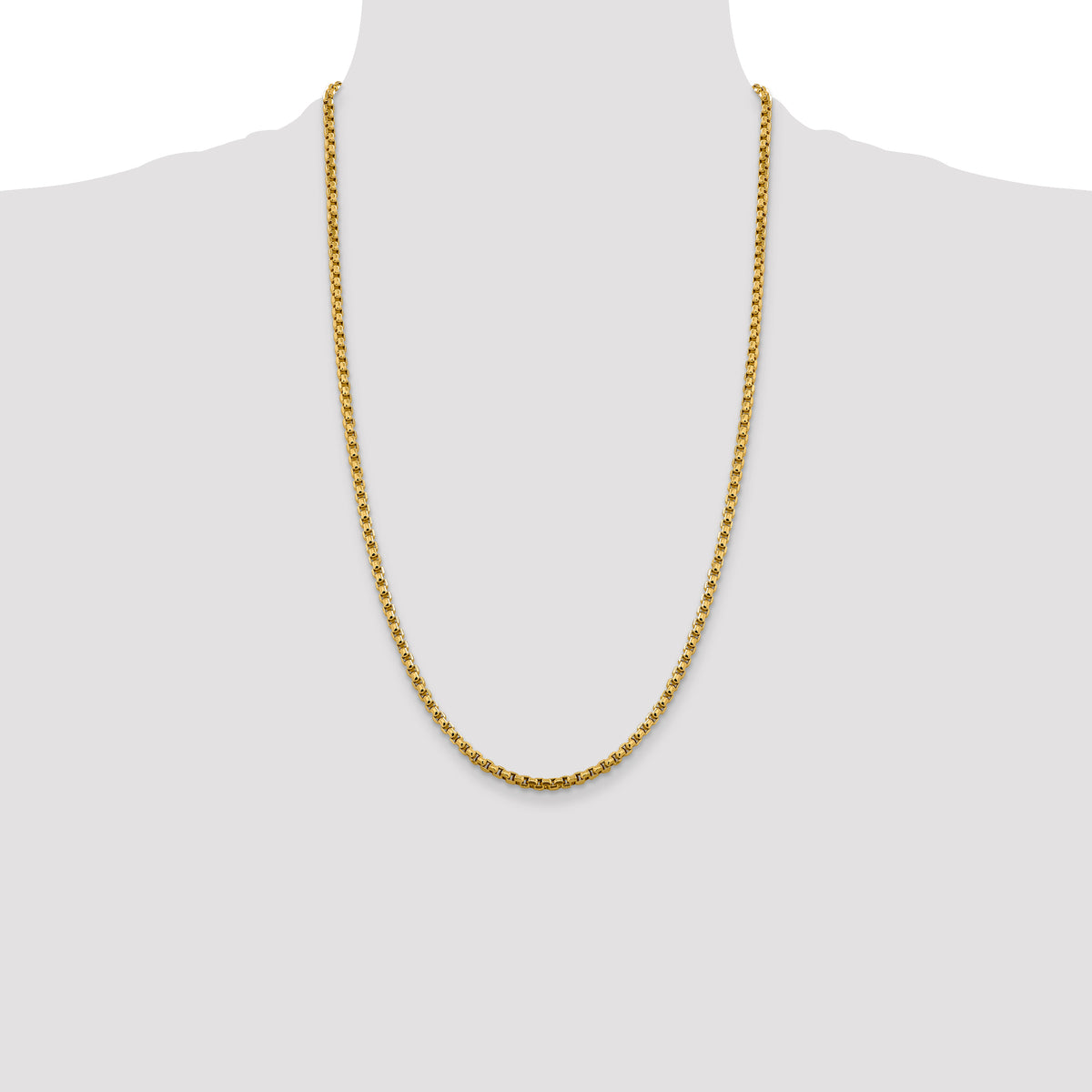 Gold (14K) Semi-Solid Round Box Chain - 14k Yellow Gold / 26 in / 3.6 mm