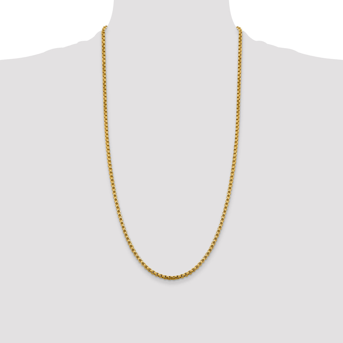 Gold (14K) Semi-Solid Round Box Chain - 14k Yellow Gold / 28 in / 3.6 mm
