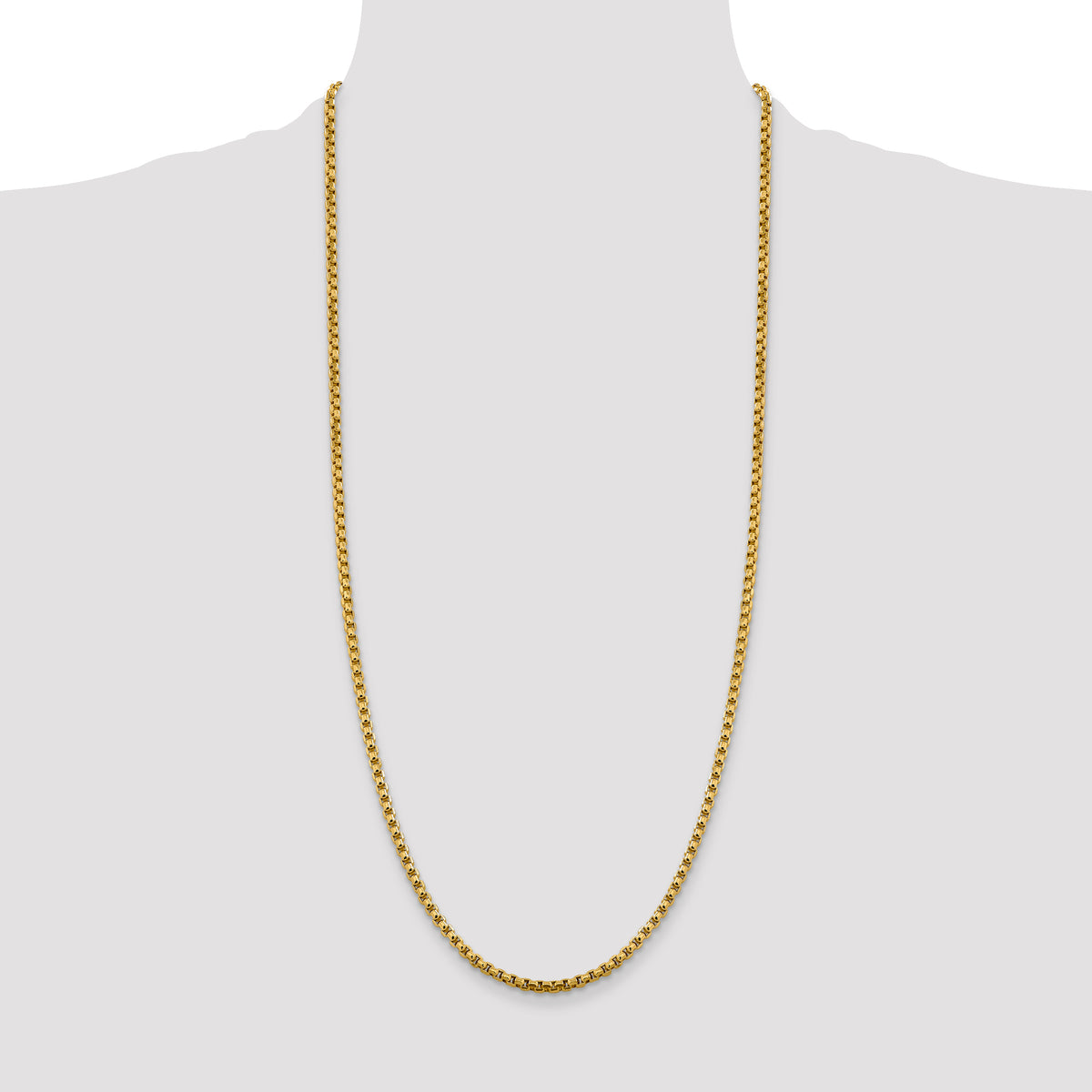 Gold (14K) Semi-Solid Round Box Chain - 14k Yellow Gold / 30 in / 3.6 mm
