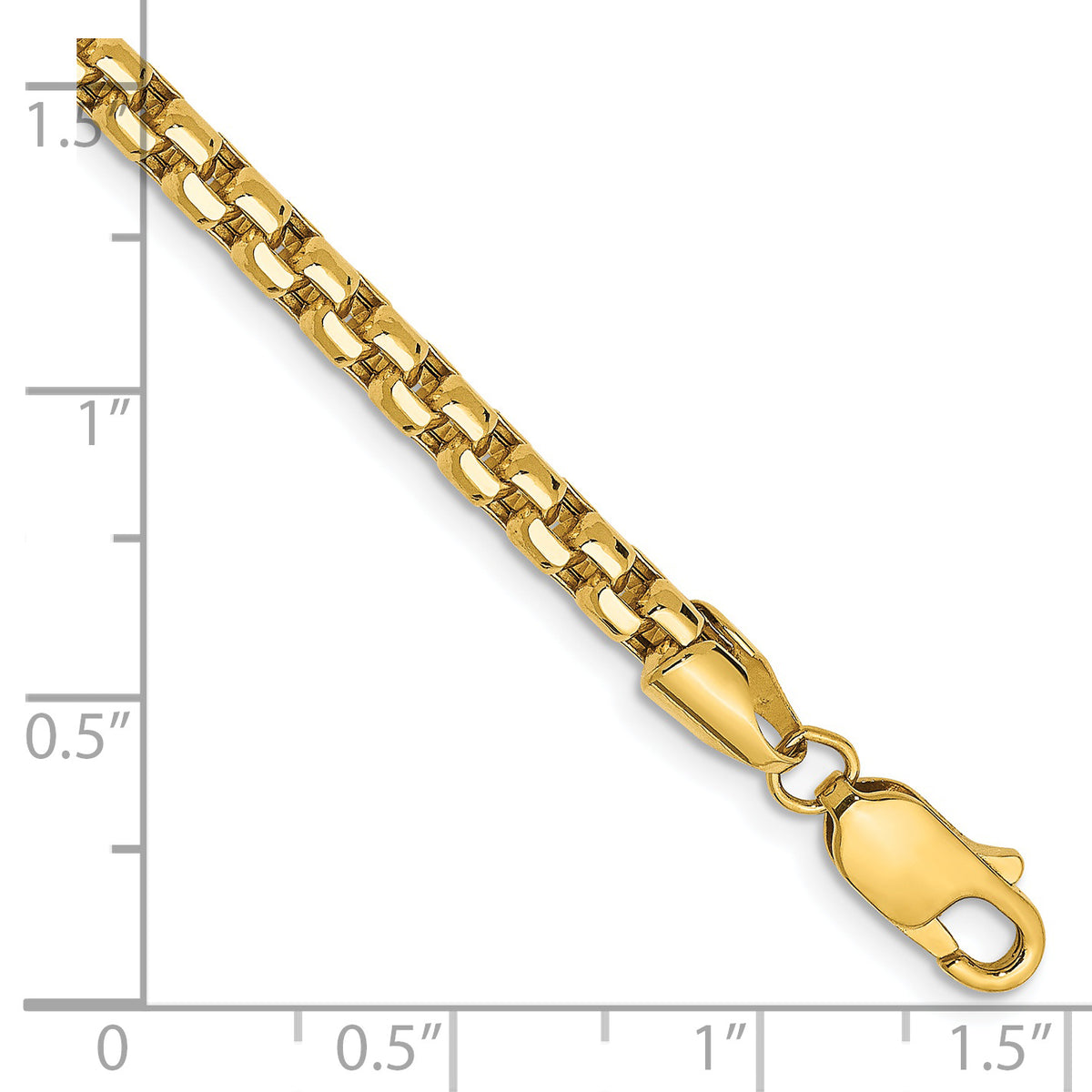 Gold (14K) Semi-Solid Round Box Chain Bracelet - 14k Yellow Gold / 7 in / 3.6 mm