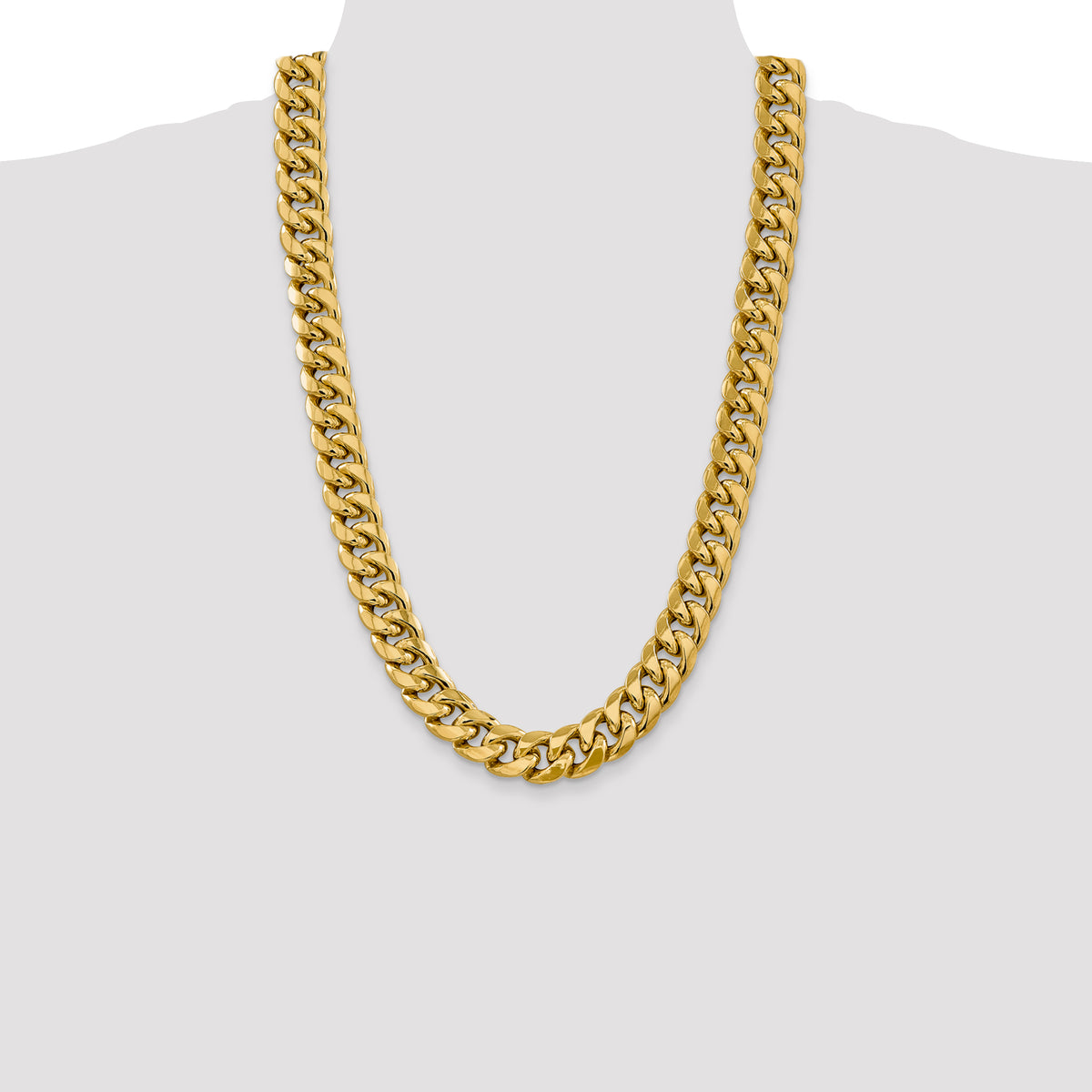 Gold (10K & 14K) Semi-Solid Miami Cuban Chain - 14k Yellow Gold / 26 in / 15 mm