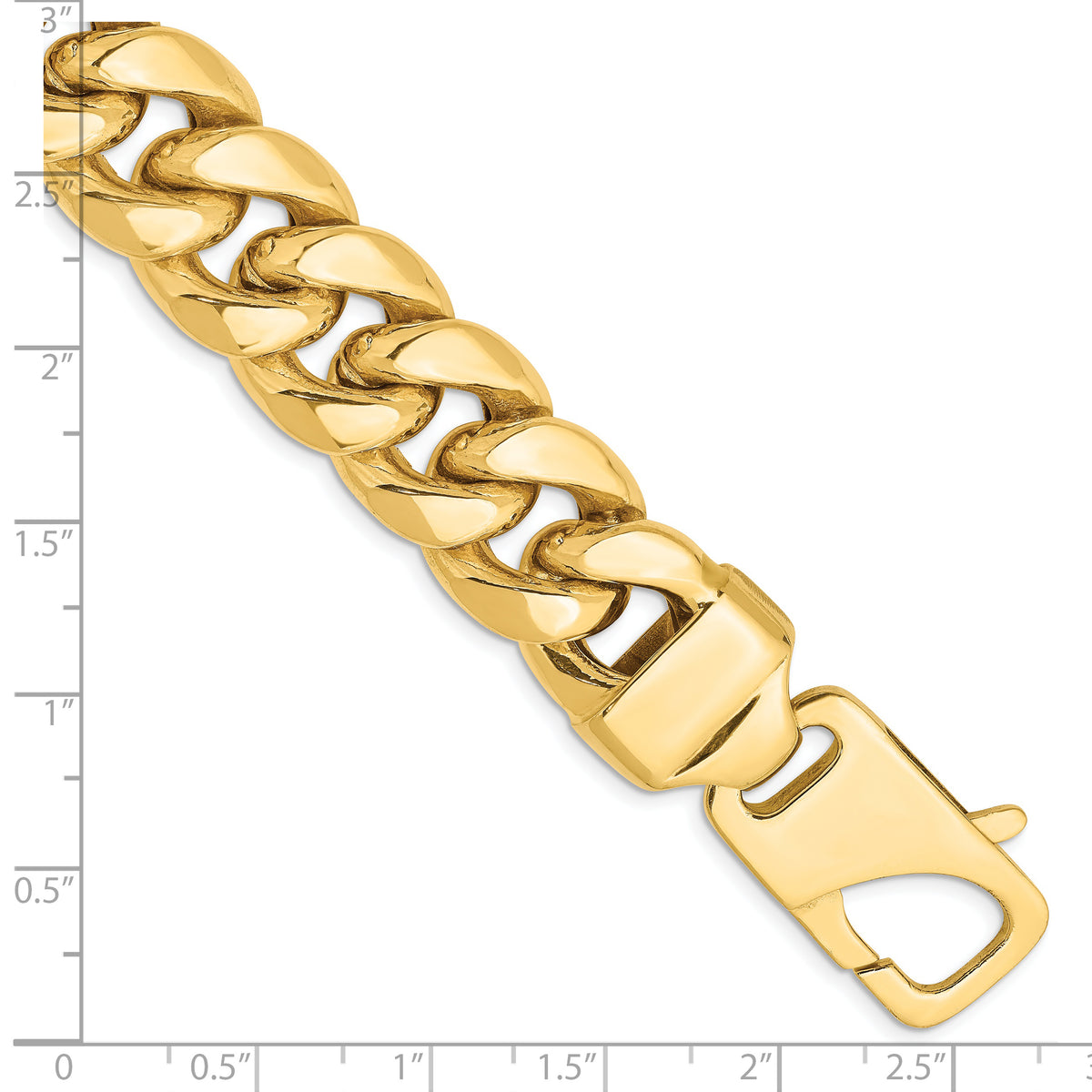 Gold (10K & 14K) Semi-Solid Miami Cuban Chain Bracelet - 14k Yellow Gold / 8 in / 15 mm