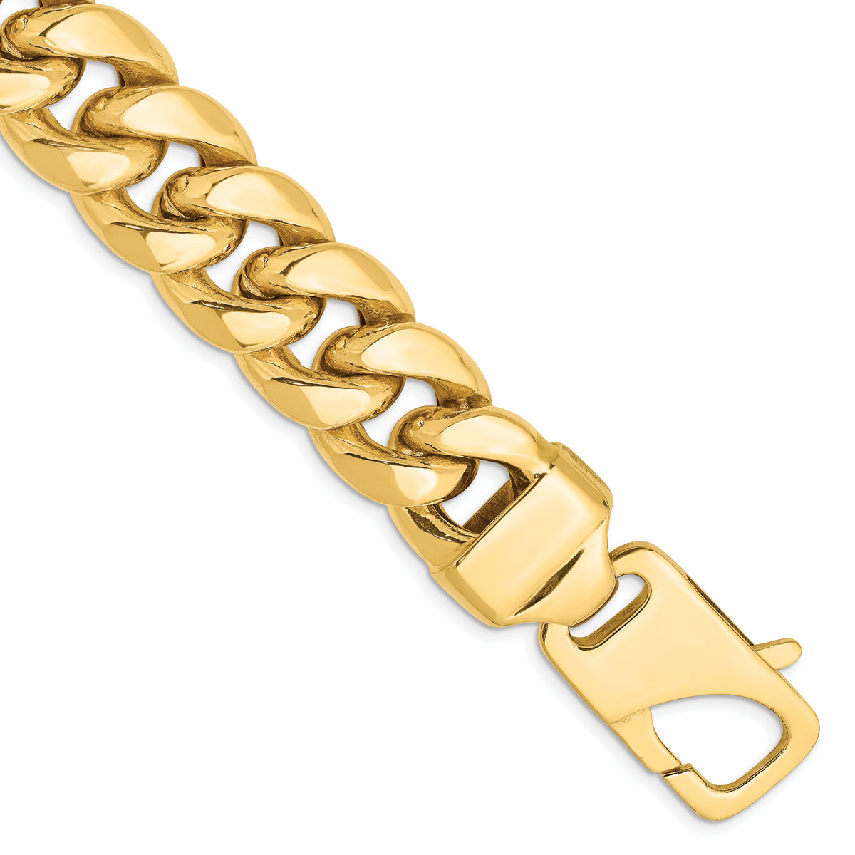 Gold (10K & 14K) Semi-Solid Miami Cuban Chain Bracelet - 14k Yellow Gold / 8 in / 15 mm