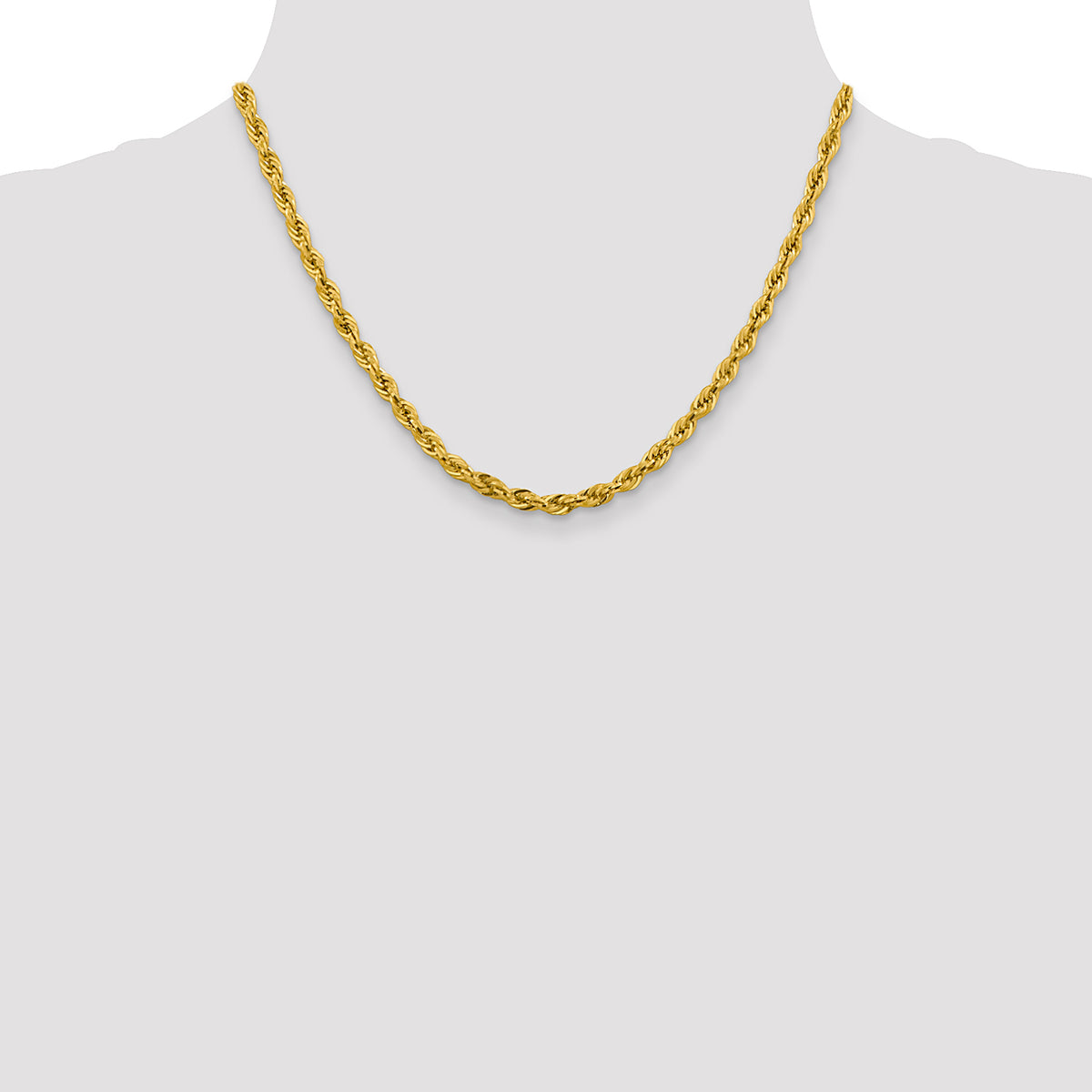 Gold (10K & 14K) Semi-Solid Rope Chain - 14k Yellow Gold / 18 in / 4.25 mm