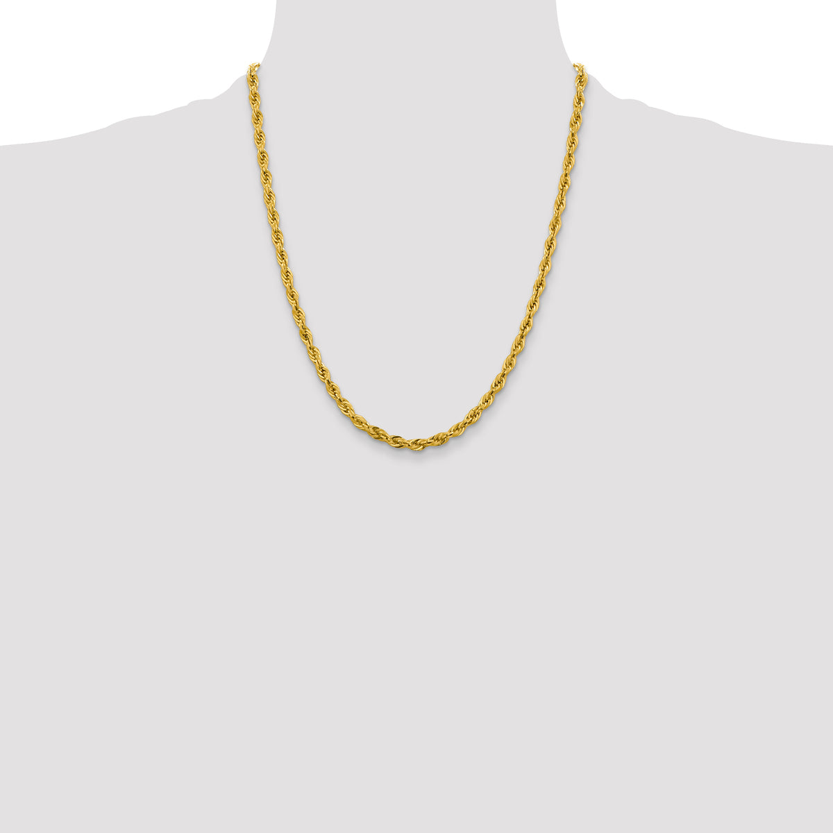 Gold (10K & 14K) Semi-Solid Rope Chain - 14k Yellow Gold / 22 in / 4.25 mm
