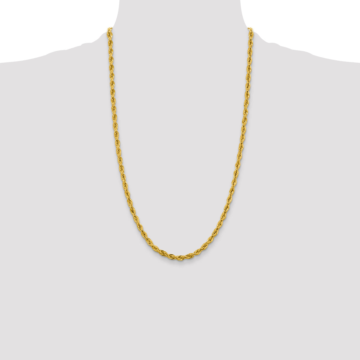 Gold (10K & 14K) Semi-Solid Rope Chain - 14k Yellow Gold / 26 in / 4.25 mm