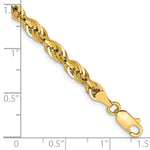 Gold (10K & 14K) Semi-Solid Rope Chain Bracelet - 14k Yellow Gold / 7 in / 4.25 mm