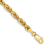 Gold (10K & 14K) Semi-Solid Rope Chain Bracelet - 14k Yellow Gold / 7 in / 4.25 mm
