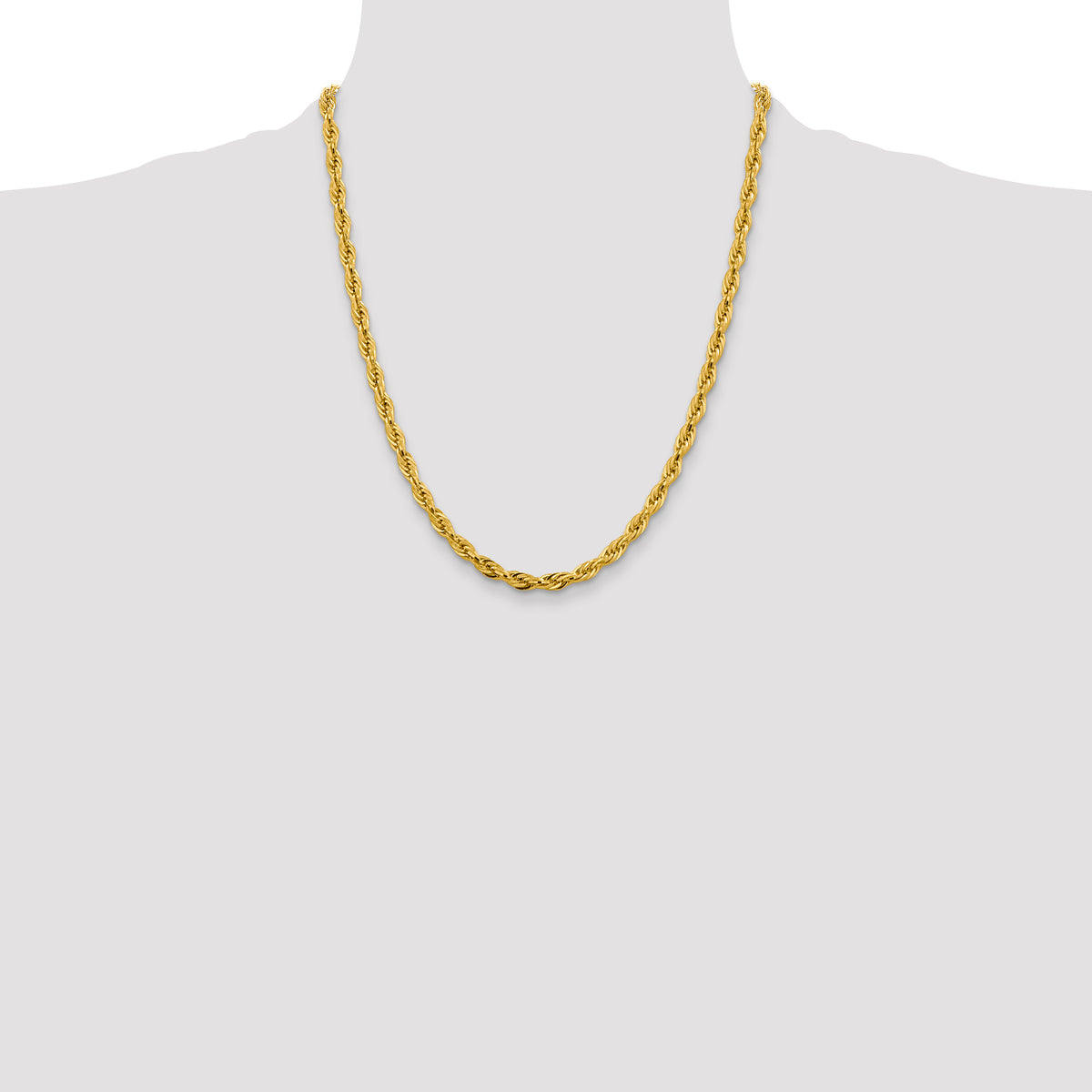 Gold (10K & 14K) Semi-Solid Rope Chain - 14k Yellow Gold / 22 in / 4.75 mm