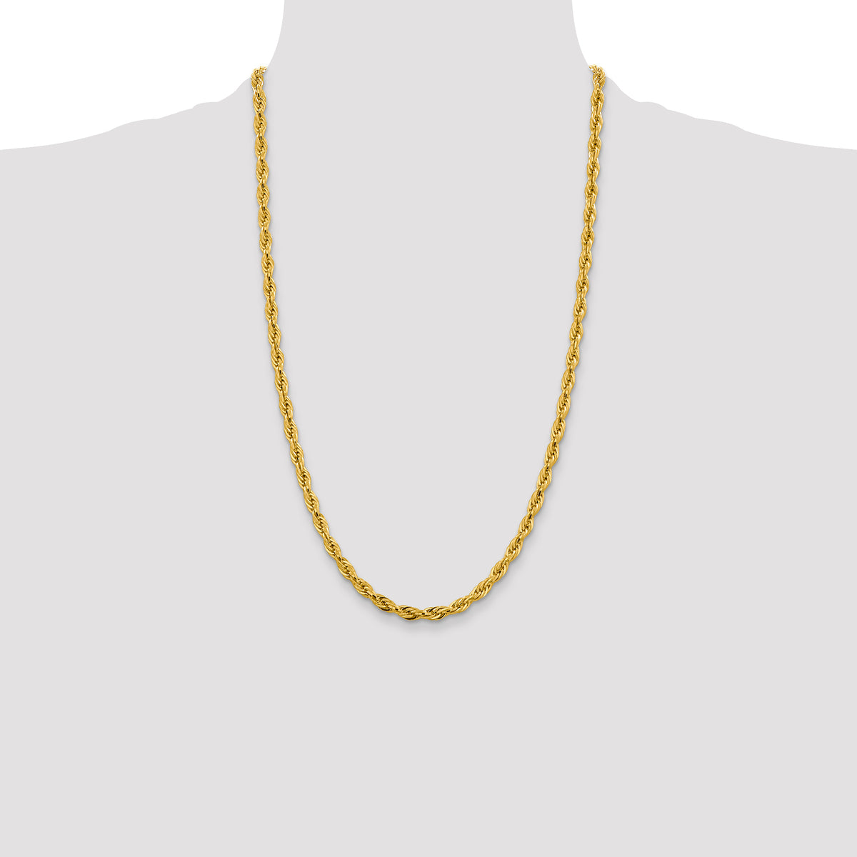 Gold (10K & 14K) Semi-Solid Rope Chain - 14k Yellow Gold / 26 in / 4.75 mm