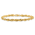 Gold (10K & 14K) Semi-Solid Rope Chain Bracelet - 14k Yellow Gold / 7 in / 4.75 mm