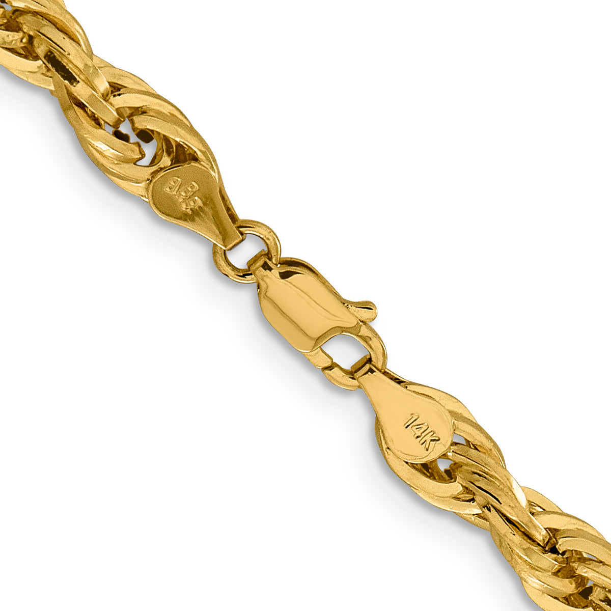 Gold (10K & 14K) Semi-Solid Rope Chain - 14k Yellow Gold / 16 in / 5.4 mm