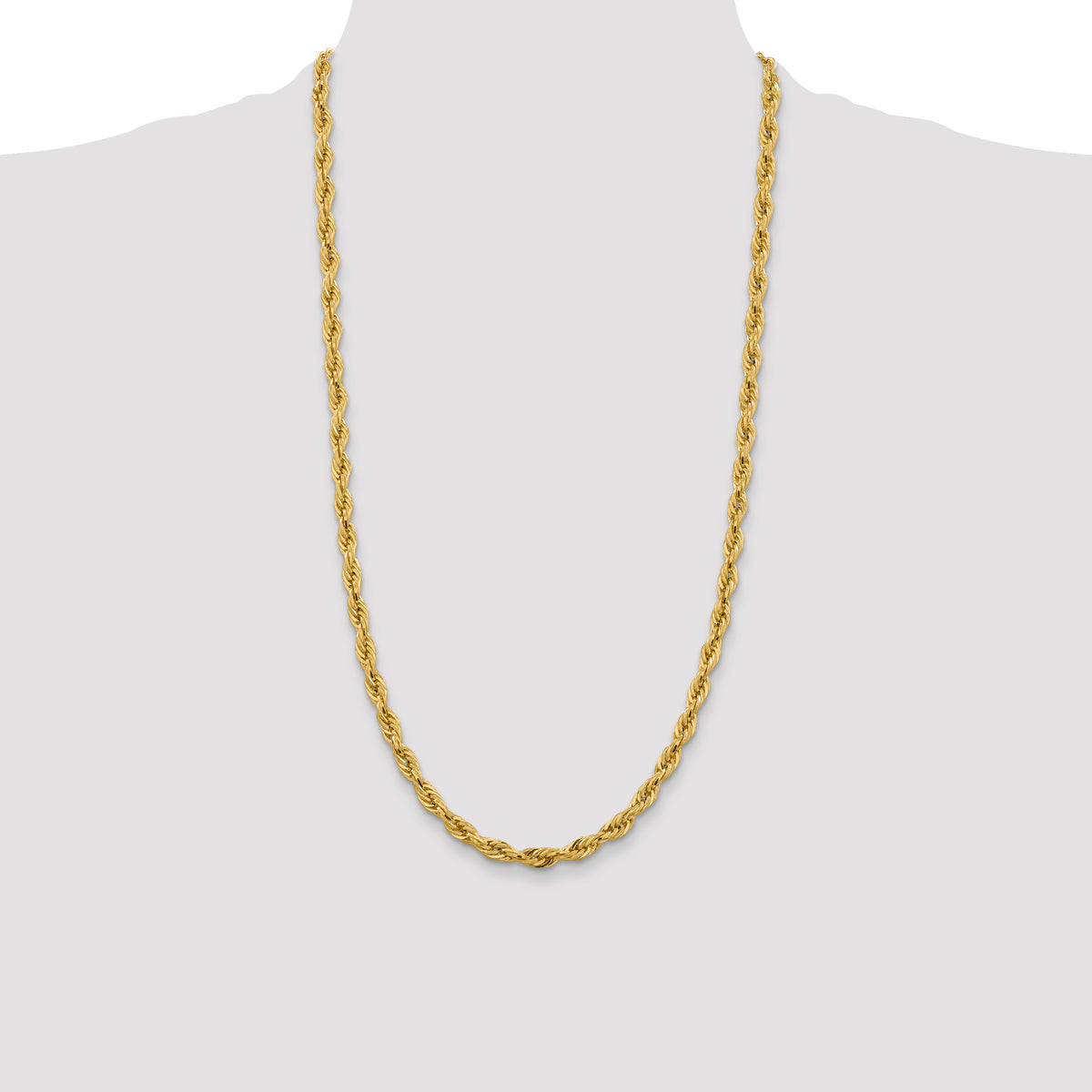 Gold (10K & 14K) Semi-Solid Rope Chain - 14k Yellow Gold / 28 in / 5.4 mm