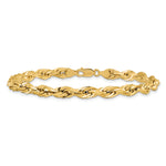 Gold (10K & 14K) Semi-Solid Rope Chain Bracelet - 14k Yellow Gold / 7 in / 5.4 mm