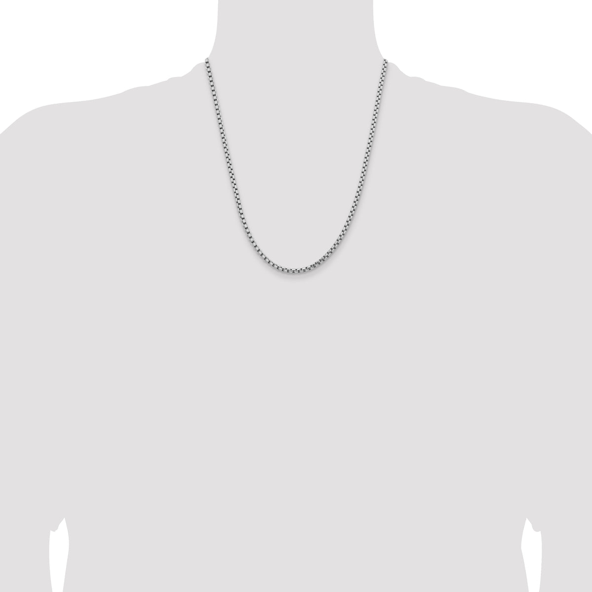 Gold (14K) Semi-Solid Round Box Chain - 14k White Gold / 22 in / 3.6 mm