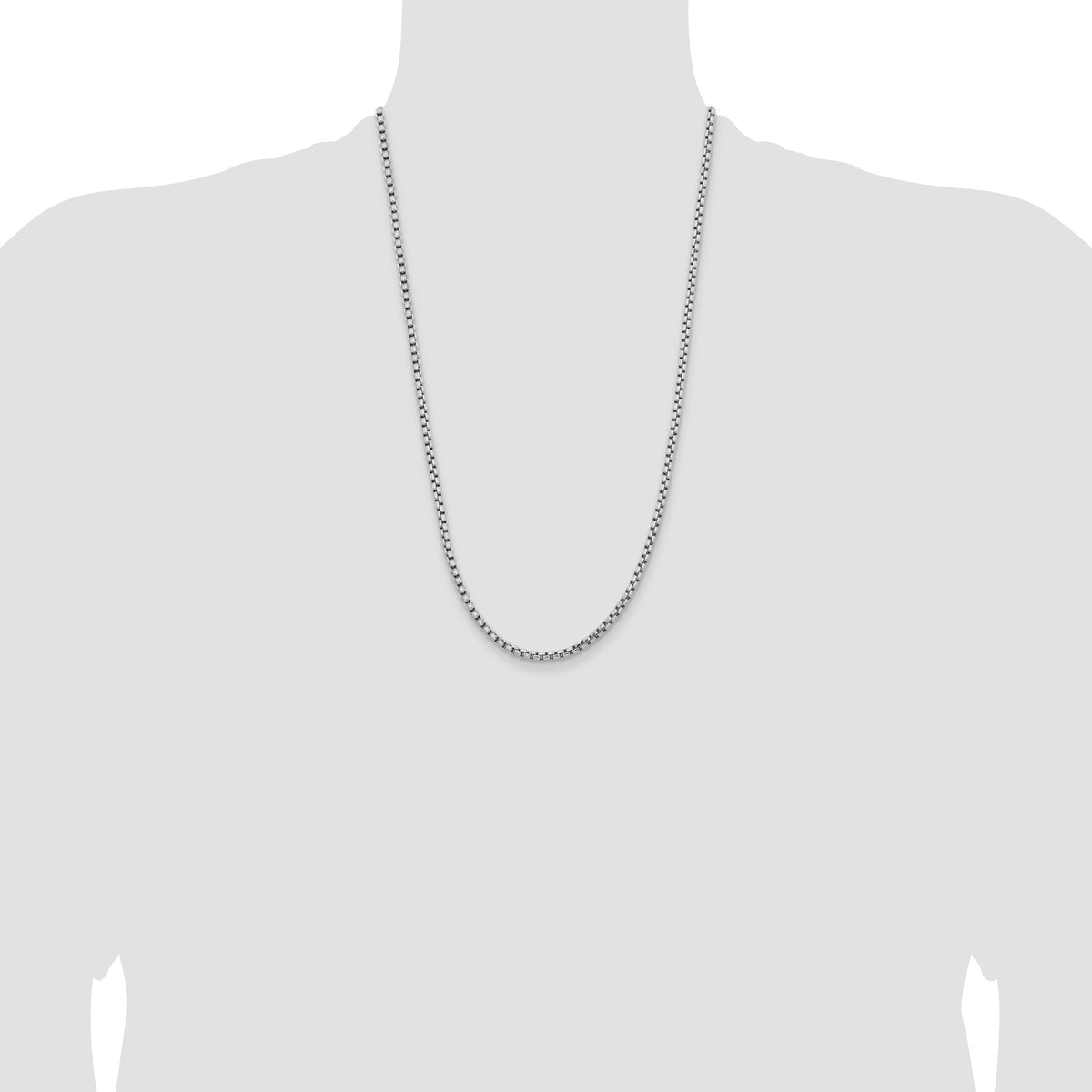 Gold (14K) Semi-Solid Round Box Chain - 14k White Gold / 26 in / 3.6 mm